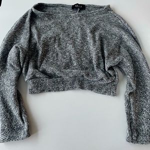 Grey, cotton, crop sweater. Like new, worn mildly.